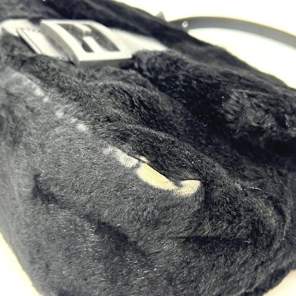 FENDI Mamma Baguette shoulder bags Hand Bag fur / Leather Black/SilverHardware - Picture 10 of 16